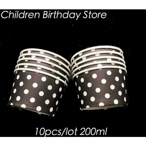 10pcs/lot black dots disposable cups dots birthday party decorations dots theme ice cream cups black polka dots cake cups