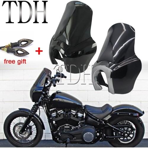 For Harley Softail Street Bob FXBB Standard FXST 2018-21 Motorcycle Front Fairing Windshield Headlight Mask Cowl Mount Kit Black