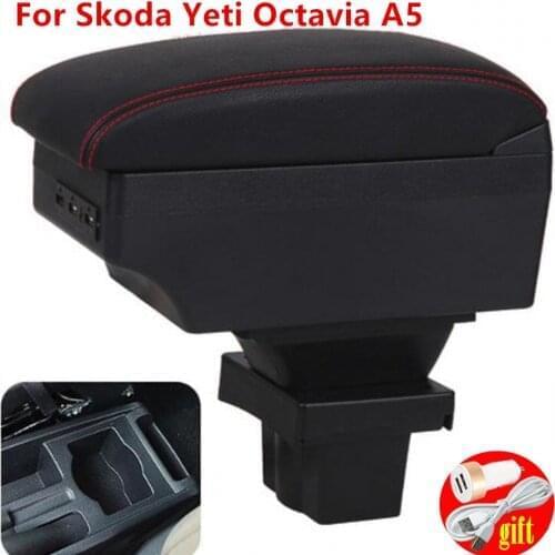 For Skoda Yeti Octavia A5 armrest box central Store content Storage box armrest box with cup holder USB interface