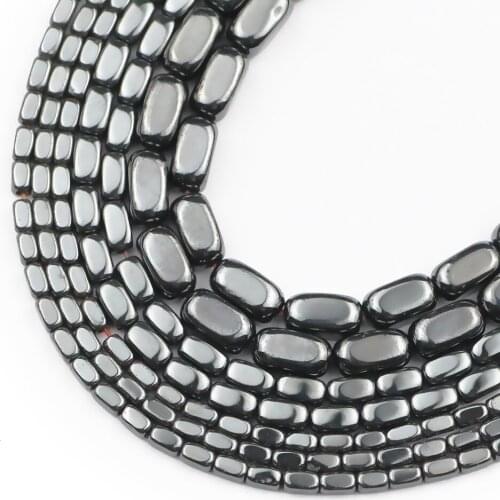 HGKLBB 2~8mm Black Hematite Natural Stone spacer Rectangle Loose beads For Jewelry making bracelets necklace DIY accessories