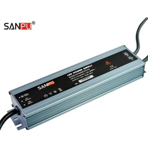 SANPU 12 Volt Waterproof LED Power Supply 12V DC 150W 12A IP67 110V 220V AC-DC Lighting Transformer Driver Thin Slim Aluminum