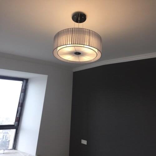 Nordic style chandelier modern minimalist dining room bedroom light warm creative round fabric small chandelier
