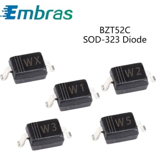100Pcs SMD Zener Diode BZT52C24S WO BZT52C27S WP BZT52C30S WQ BZT52C33S WR BZT52C36S WS BZT52C39S WT BZT52C43S WU SOD-323