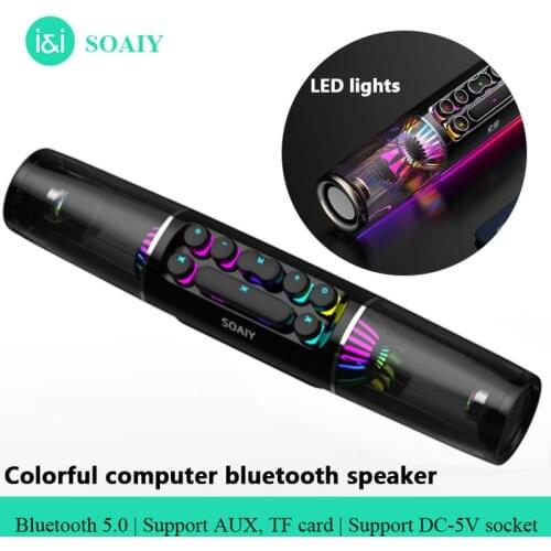 LED Wireless Game Bluetooth Speaker Computer Soundbar 3D Stereo Music Centre Subwoofer Home Theatre Clock Loudspeaker 3600mAh TF