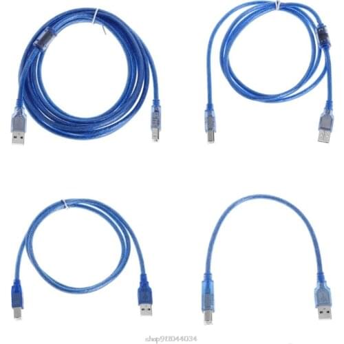 High Speed Transparent Blue USB 2.0 Printer Cable Type A Male to Type B Male Dual Shielding for 0.3m, 1m, 1.5m, D17 20 Dropship
