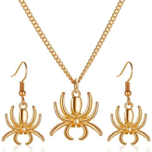 Jewelry Sets For Women Spider Necklace Earrings Set Halloween Jewellery Sets Gold Silver Color Earrings Necklace Set Jewelry S15
