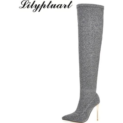 2019 autumn and winter new foreign trade sexy stiletto super high heel large size leopard print over the knee womens boots