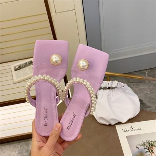 2020 European and American Hot Selling Hot Selling Flip-Flop Pearl Womens Slippers
