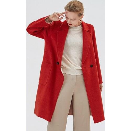 Womens winter coats red white Double-sided wool cashmere outwear 2019 autumn plus size ladies fashion overcoats long free ship