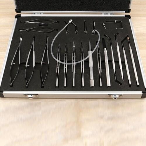 21-piece set of ophthalmic microscopy instruments, medical scissors, toothed forceps, corneal scissors, needle holder tool set