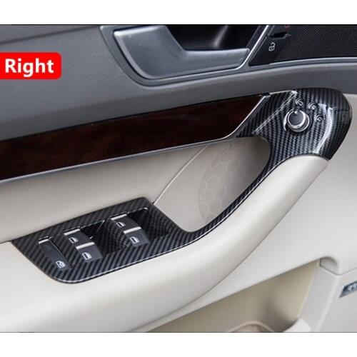 4pcs Window Glass Lifting Buttons Frame Cover Trim Car Styling Door Armrest Panel Decoration Decals For Audi A6 C6 2005-11 LHD