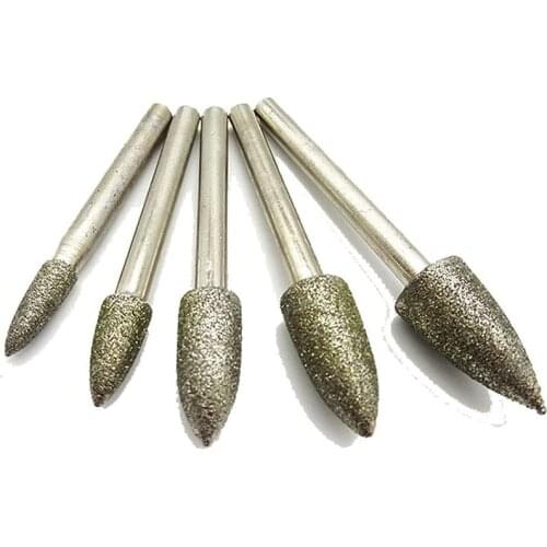 5Pcs Diamond Cutting Grinding Head Mounted Points Bit 6mm Mandrel Diamond Carving Head for Dremel Rotary Tool Stone,Jade,Etc