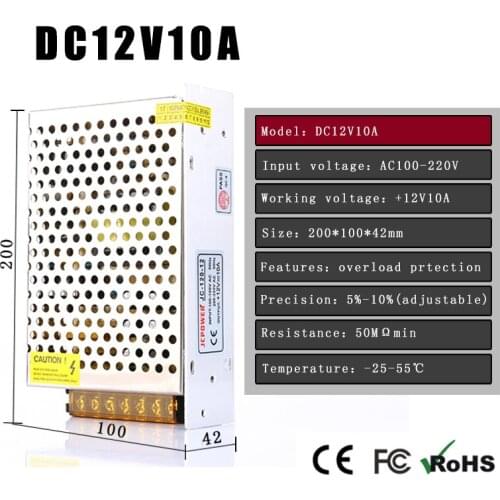 AC100V-240V to DC 12V10A 120w max Voltage Transformer Switch Power Supply for Led Strip Led control Led switch LED display