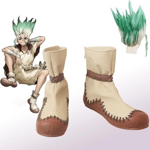 Anime nime Dr. Stone Senku Ishigami Cospaly Shoes Boots Adult Men Senku Boots Outfit Wig Halloween Carnival Party Role Play Free