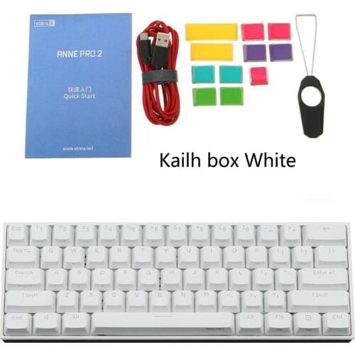 ANNE Pro2 Mini Portable Wireless bluetooth 60% White Mechanical Keyboard White Switch Gaming Keyboard Detachable Cable Kailh