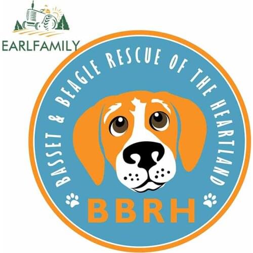 EARLFAMILY 13cm x 13cm for Basset Beagle BBRH Dog Car Stickers Bumper VAN Anime Waterproof Decal Cartoon Windows Vinyl Car Wrap