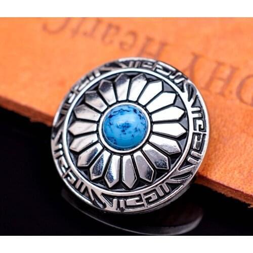 10pcs 1" Silver Southeast Tribal Sun Flower Turquoise Concho For Leathercraft Wallet Belt Saddle Headstall Bridle Decor