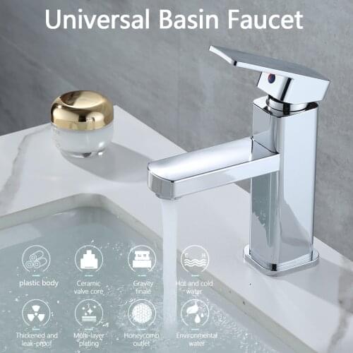 Black/Chrome Finish Square Bathroom Sink Faucet Single Handle Basin Faucet Wash Tap Bathroom Toilet Deck Mounted Basin Tap