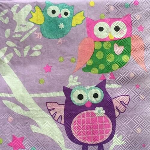 Decoupage wedding vintage napkin paper elegant tissue purple cute animal bird owl birthday party beautiful serviettes decor 20