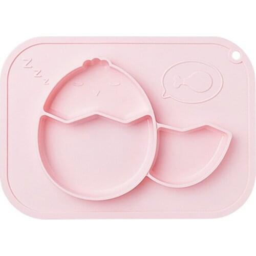 Baby Dinner Plate Suction Cup Bowl Grid Cartoon Shatter-Resistant Silicone Infant and Children Tableware