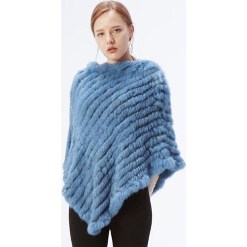 ETHEL ANDERSON 100%Real Rabbit Fur Knitted Fur Poncho Vest Colors Vest Wrap Coat Shawl Lady Natural Fur Wedding Wholesale