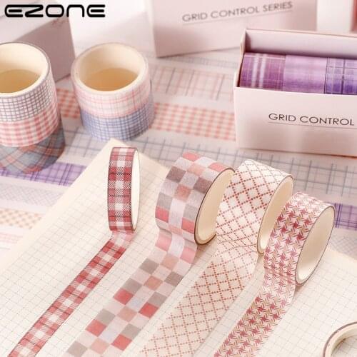 EZONE 5Pcs/Set Practical Plaid Tape Creative Stationery DIY Hand Account Sticker Simplicity Half Transparent and Light Sticker