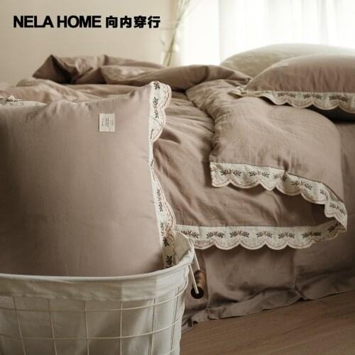 French Retro Lace Double-Layer Yarn Four-Piece Set Pure Cotton Embroidery Four Seasons Bedding