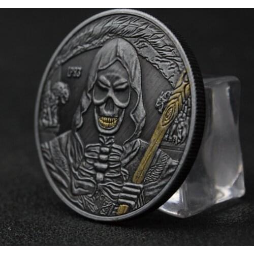 Grim Reaper Skull Coin Gold Silver Plated Coin Hallowmas Horror Coins Souvenir Coin Collection Art Craft