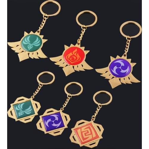 Game Genshin Impact Keychain Hot Eye of God 7 Element Weapons Metal Pendant Key Chain For Men Boyfriend Cosplay Jewelry 21 Style
