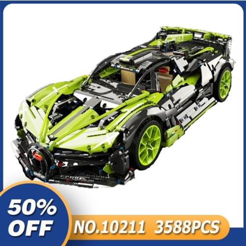 KBOX 10211 High-Tech MOC Green SuperCar Model Set 3588Pcs Building Blocks Bricks Educational Toys Birthday Gifts