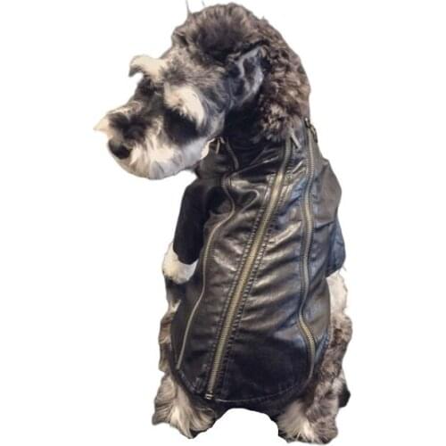 Dog Leather Coat Jacket Winter Pet Clothes Poodle Bichon Schnauzer Pug French Bulldog Clothing Outfit Garment Pet Products