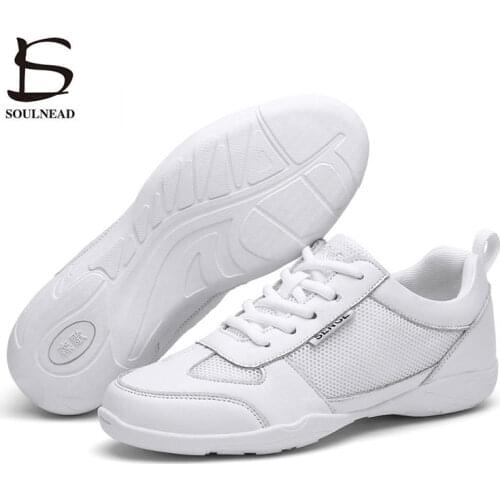 Female Adult Aerobics Shoes White Jazz Hip-hop Dance Shoes Women Girls Competitive Shoes Soft Sole Fitness Dance Sneakers 34-41