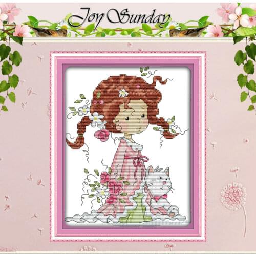 The little girl and kitten Counted Cross Stitch 11CT 14CT Cross Stitch Set Wholesale Cross-stitch Kit Embroidery Needlework