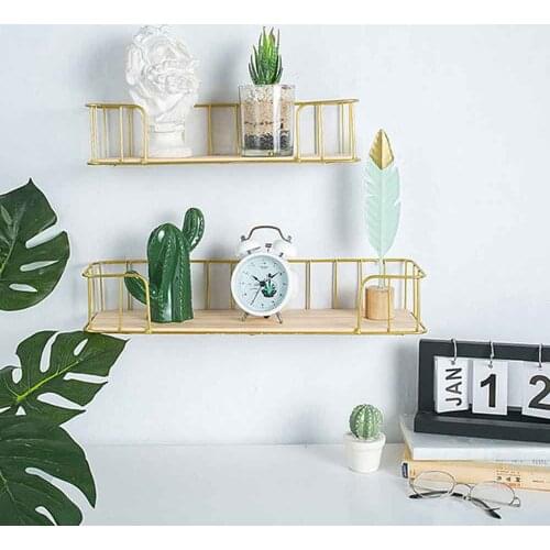 Wall Decoration Iron Frame Wall Shelf Floating Shelves Wall Mounted Storage Hanging Rack Organizer Shelf For Kid Room Livingroom
