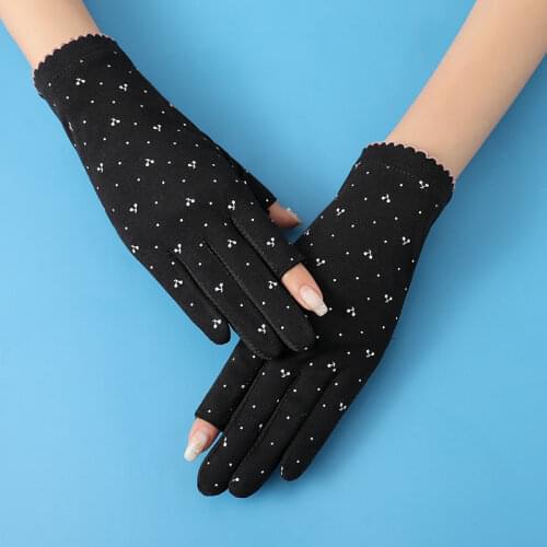 Anti-slip Breathable Gloves Fingerless Gloves Cotton Cycling Driving Gloves Spring Summer Stretch Sunscreen Half Finger