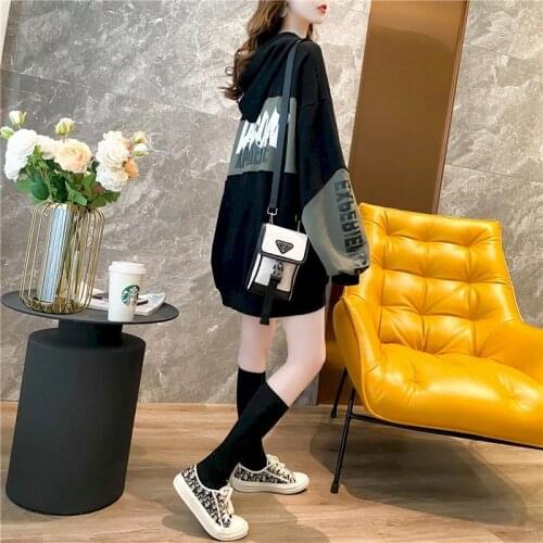2021 Spring New Womens Hoodies Oversized Fashionable Loose Top Lazy Ins Hong Kong Style Large Size Goth Jacket Streetwear Women