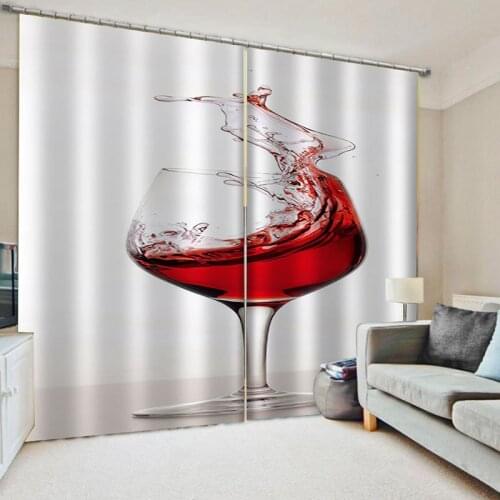 New Beautifully Romantic Red Wine Glass 3D Print Living Room Curtain Lady Women Adults Window Curtain Home Decor Panel Set