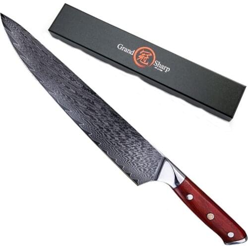 9.5 Inch Gyutou Sashimi Knives 67 Layers VG10 Damascus Steel Chef Cleaver Japanese Kitchen Knives With Rose Wood Handle Gift Box