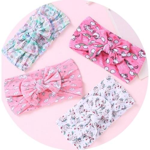 Cute Baby Unicorn Headband Hair Bows Turban Baby Accessories Nylon Headbands Wide Hair band For Children Baby Hair Accessories