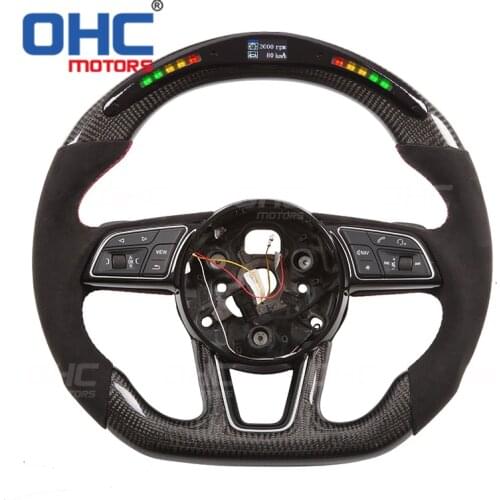 Performance 100% Real Carbon Fiber LED Steering Wheel compatible for A1 A2 A3 A4 A5 Q3 Q5 Q RS RS4 RS5 RS6 RS7 S4 S5 S6 S7 S8