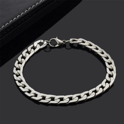 Simple Titanium Steel Chain Bracelet For Men Braclets & Bangles 20cm Male Female Hip Hop Party Punk Rock Jewelry