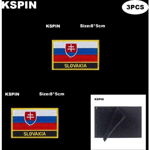 Rectangle National Flag Patch Hook Loop Slovakia Badges Armband 3D Stick on Jacket Backpack Stickers