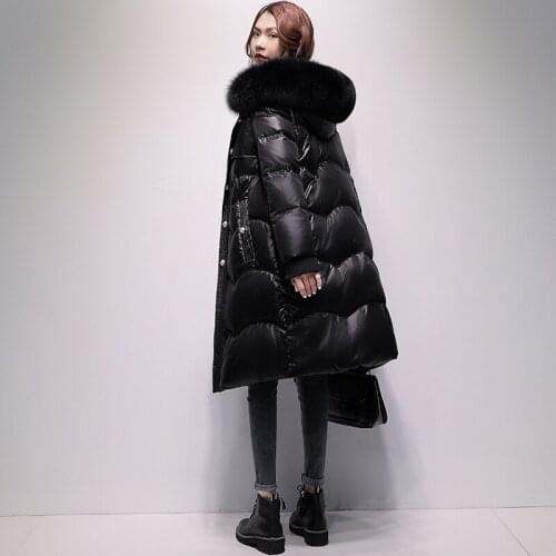 Big Rushed Hair Collar Down Jacket Womens Middle And Long Style 2020 Winter New Clothing Korean Version Shows Thin Raccoon Dog