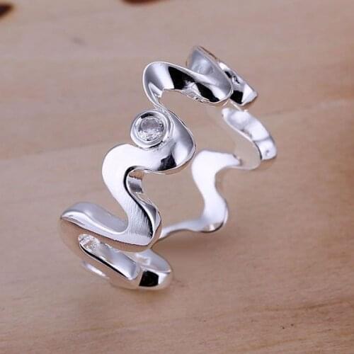 R029 Wholesale 925 sterling silver ring, 925 silver fashion jewelry, Inlaid Waves Ring /alcajcja dwsamnza