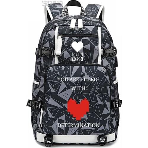 New Mochila student schoolbag Fashion Printing laptop bag Men Travel bags USB Charging knapsack undertale Oxford Backpack