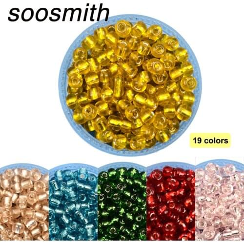 4MM Silver Lined Round Hole Czech Glass Seed Beads 300pcs/lot Austria Crystal Beads For Jewelry Making Kids DIY Kralen Craft