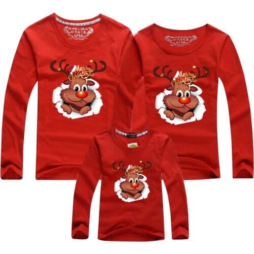 Family Clothing Christmas Cartoons Print Mommy and Me Clothes Mother Daughter Father Son Family Matching Outfits New Year Shirts