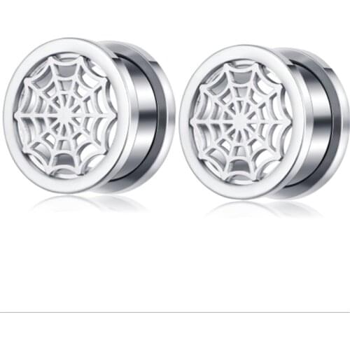 Stainless Steel Spider Web Ear Plugs Tunnels Flesh Expansions Piercing Earring Gauges Sliver Ears Expanders Rings Body Jewelry