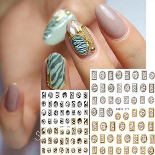 Hanyi series Hanyi-374-375 designs cute GLASS CUP COOL 3d nail art stickers decal template diy nail tool decorations