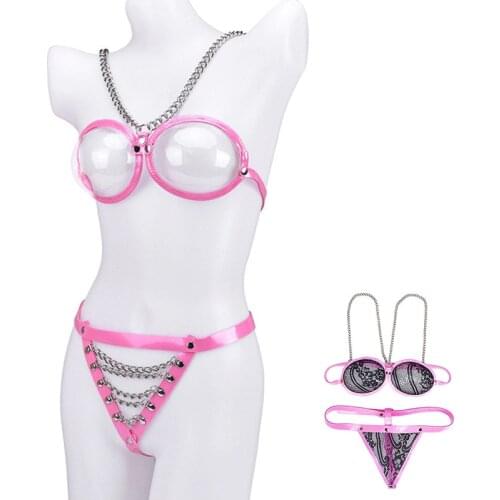 SM flirtation Suit See-through Seductive Bra Briefs Female Chastity Device Adult Game Sexy Toys AdjustableBDSM Bondage Sex Toys